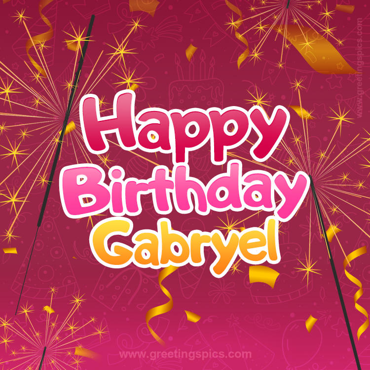 Happy Birthday Gabryel Image with sparklers (square shape image)