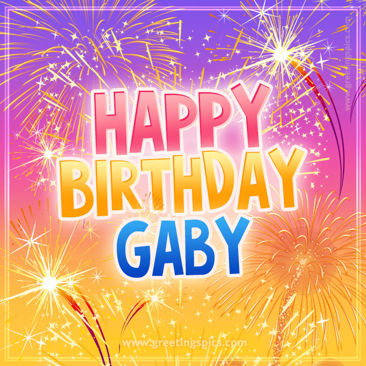 Happy Birthday Gaby Picture with fireworks (square shape image)