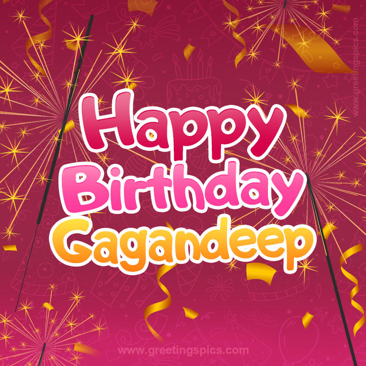 Happy Birthday Gagandeep Image with sparklers (square shape image)