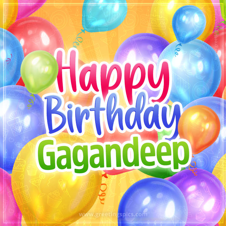 Happy Birthday Gagandeep Image with colorful balloons (square shape image)