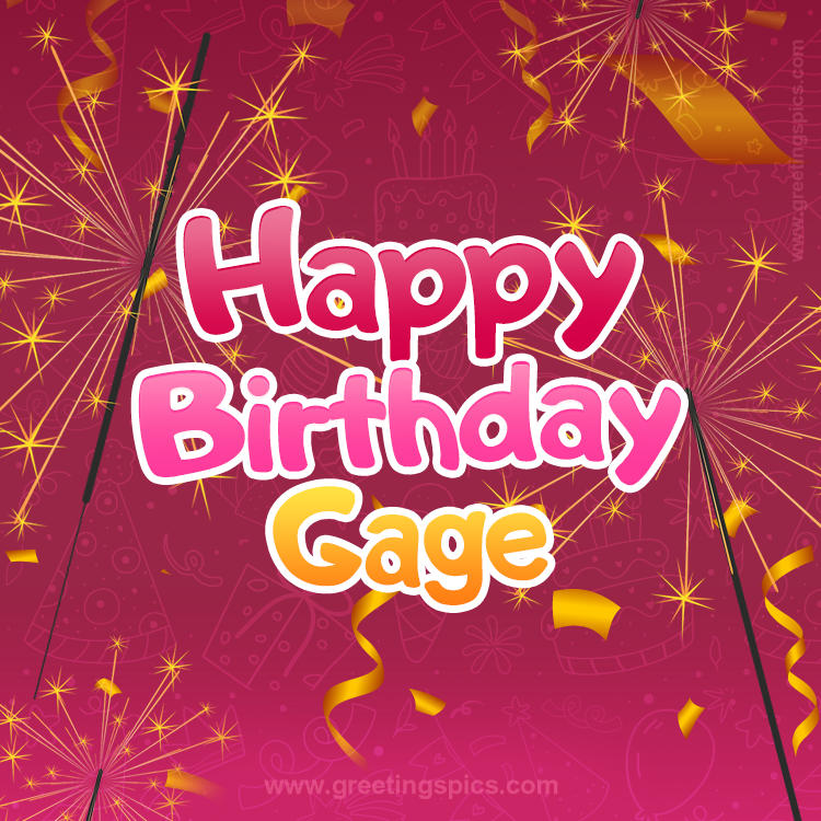 Happy Birthday Gage Image with sparklers (square shape image)