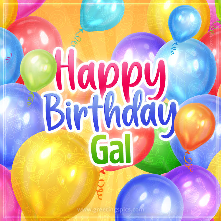 Happy Birthday Gal Image with colorful balloons (square shape image)