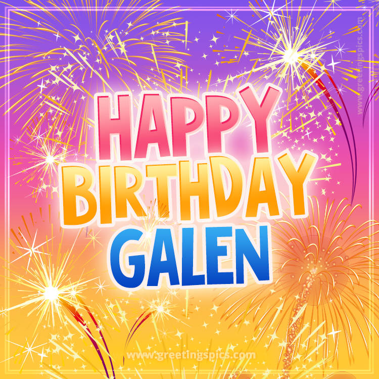 Happy Birthday Galen Picture with fireworks (square shape image)