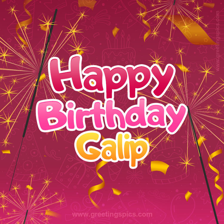 Happy Birthday Galip Image with sparklers (square shape image)