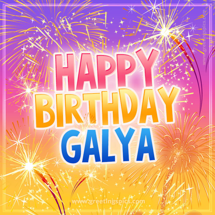 Happy Birthday Galya Picture with fireworks (square shape image)