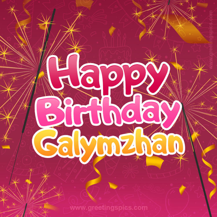 Happy Birthday Galymzhan Image with sparklers (square shape image)