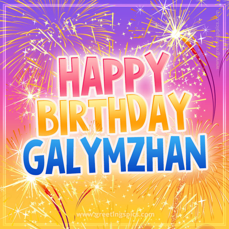 Happy Birthday Galymzhan Picture with fireworks (square shape image)