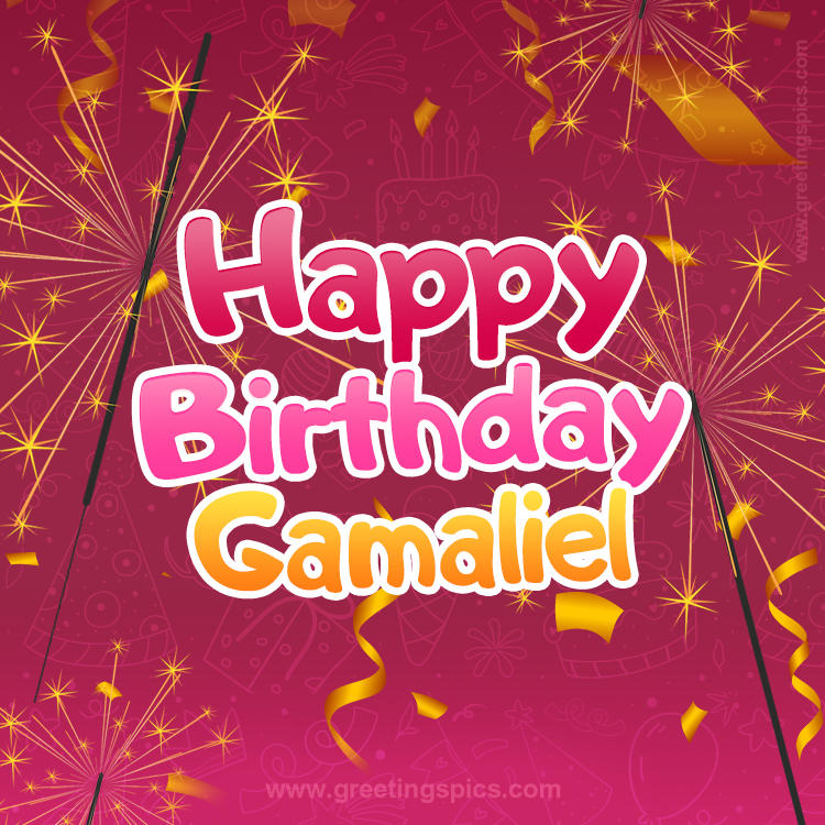 Happy Birthday Gamaliel Image with sparklers (square shape image)