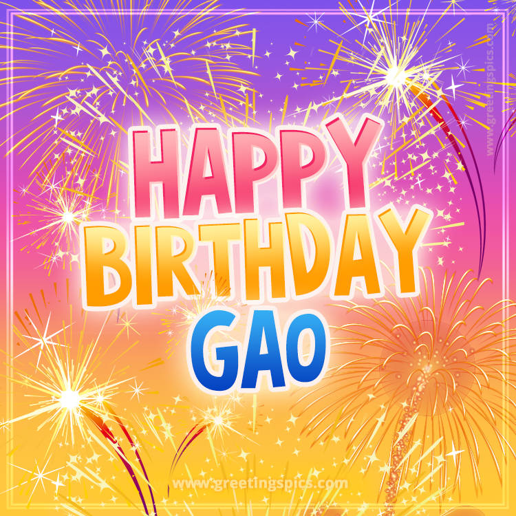 Happy Birthday Gao Picture with fireworks (square shape image)