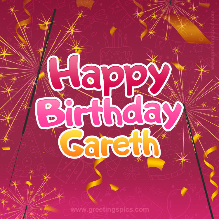 Happy Birthday Gareth Image with sparklers (square shape image)