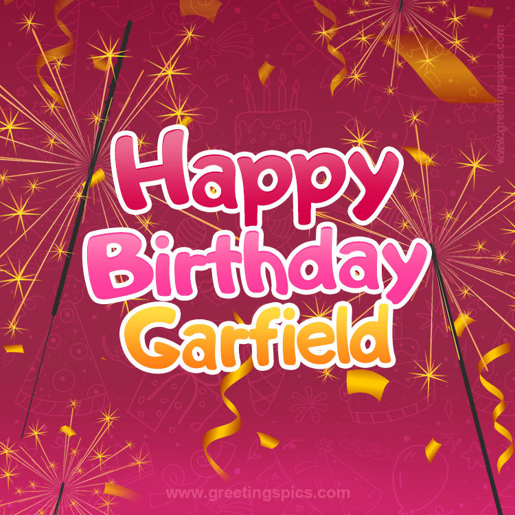 Happy Birthday Garfield Image with sparklers (square shape image)