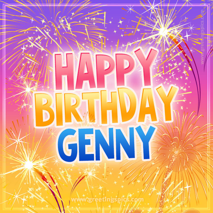 Happy Birthday Genny Picture with fireworks (square shape image)