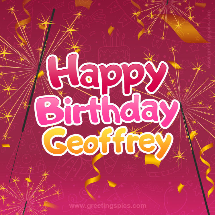 Happy Birthday Geoffrey Image with sparklers (square shape image)