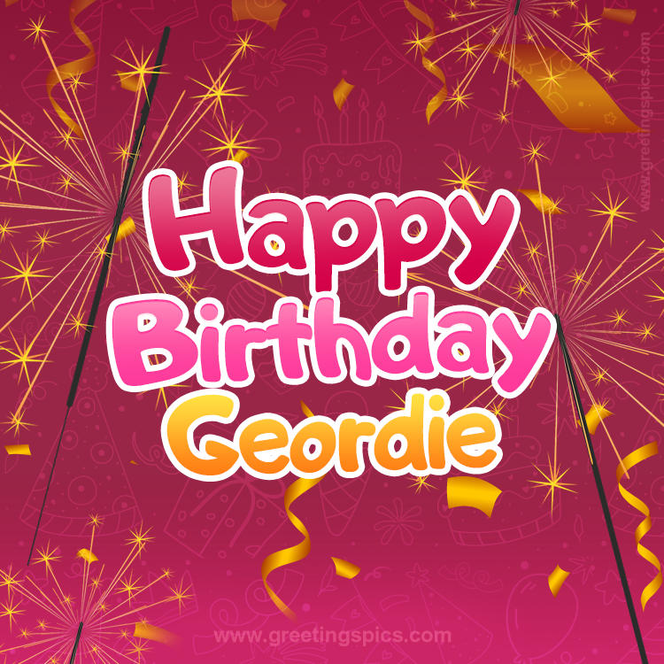 Happy Birthday Geordie Image with sparklers (square shape image)