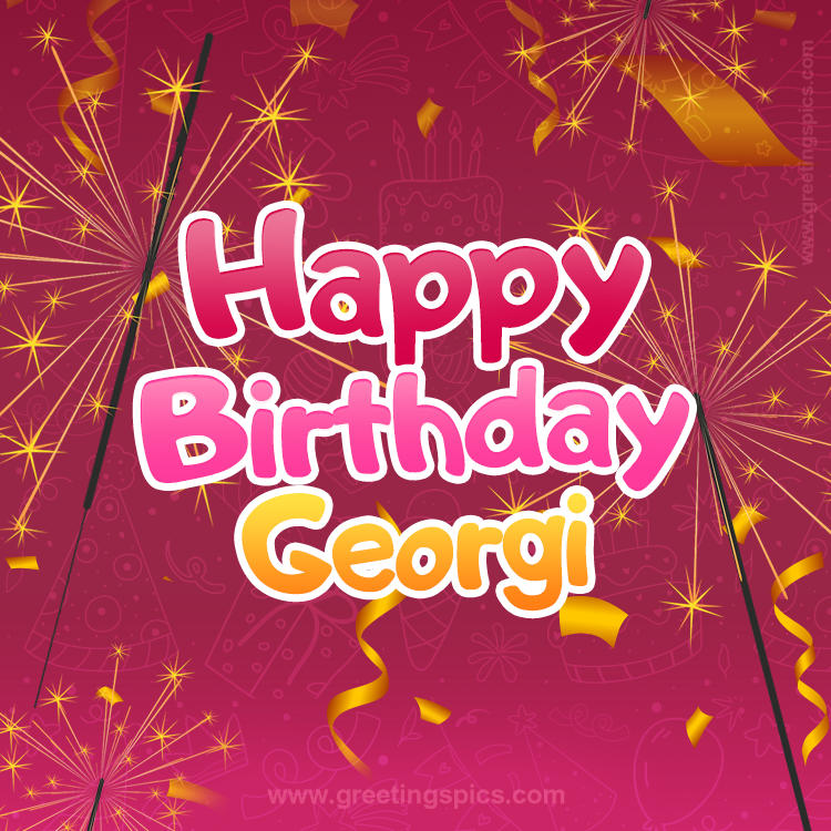 Happy Birthday Georgi Image with sparklers (square shape image)