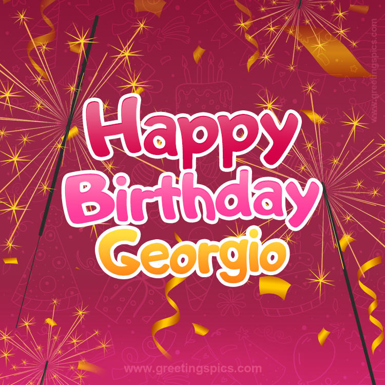 Happy Birthday Georgio Image with sparklers (square shape image)