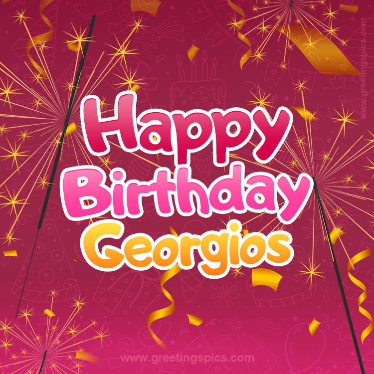 Happy Birthday Georgios Image with sparklers (square shape image)