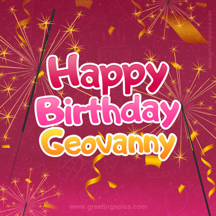 Happy Birthday Geovanny Image with sparklers (square shape image)