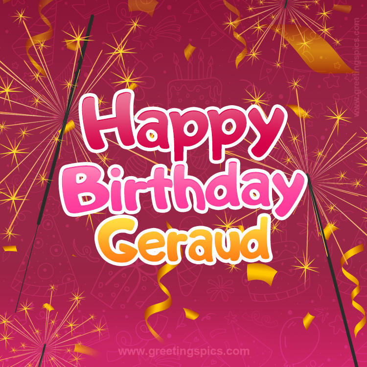 Happy Birthday Geraud Image with sparklers (square shape image)