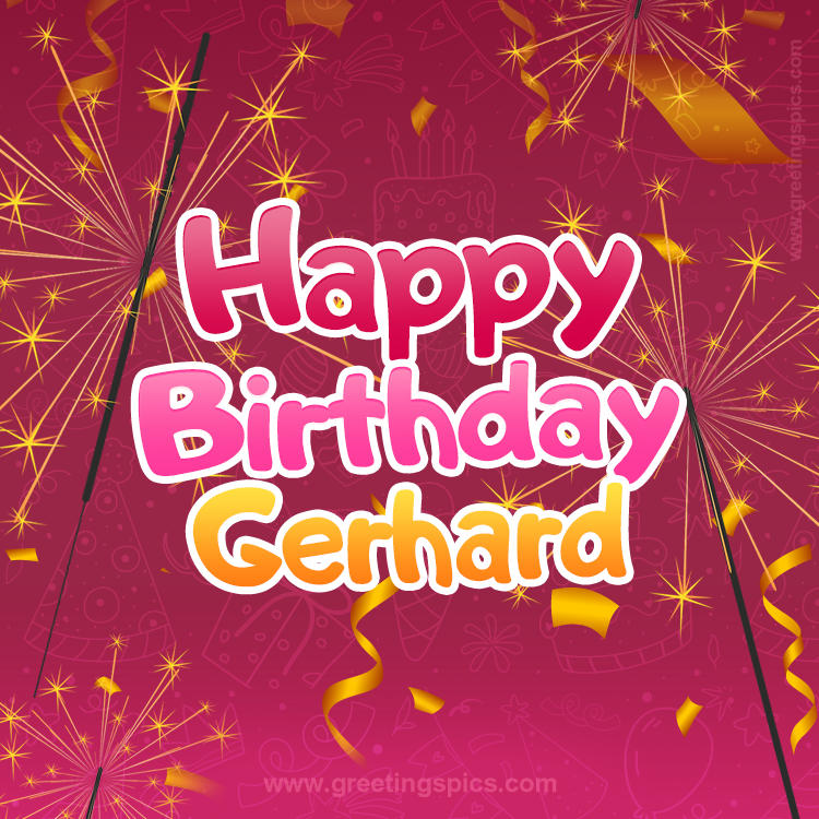 Happy Birthday Gerhard Image with sparklers (square shape image)