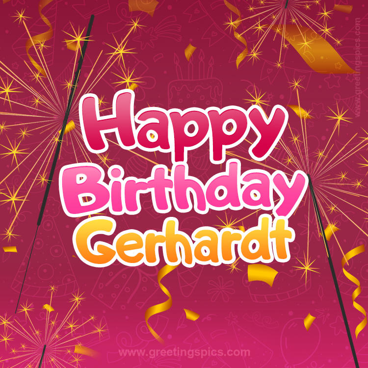 Happy Birthday Gerhardt Image with sparklers (square shape image)