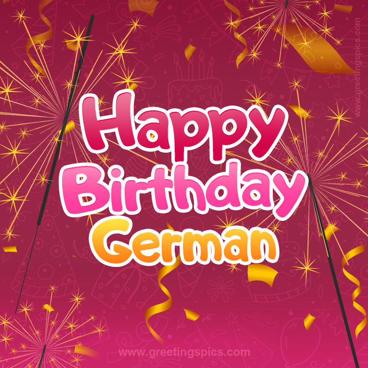 Happy Birthday German Image with sparklers (square shape image)