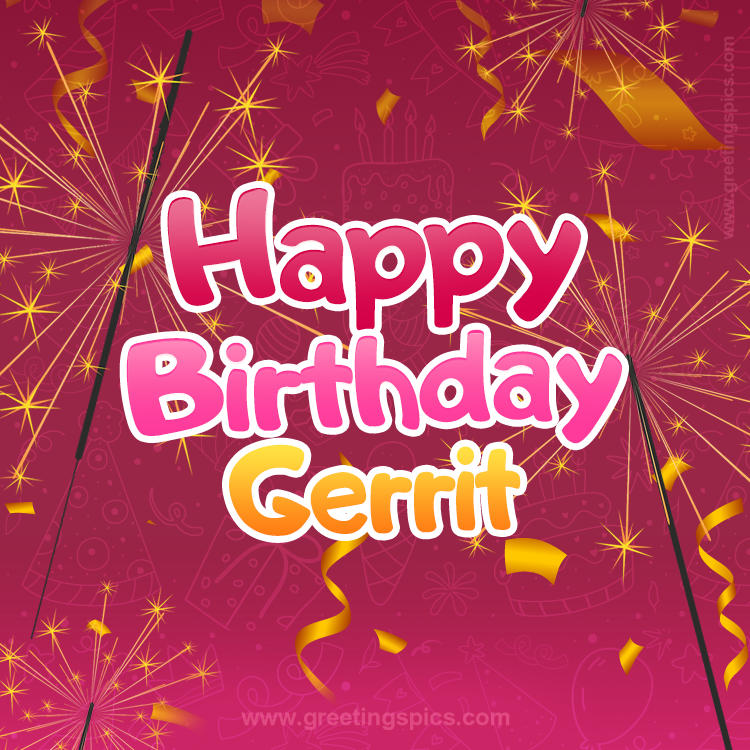 Happy Birthday Gerrit Image with sparklers (square shape image)