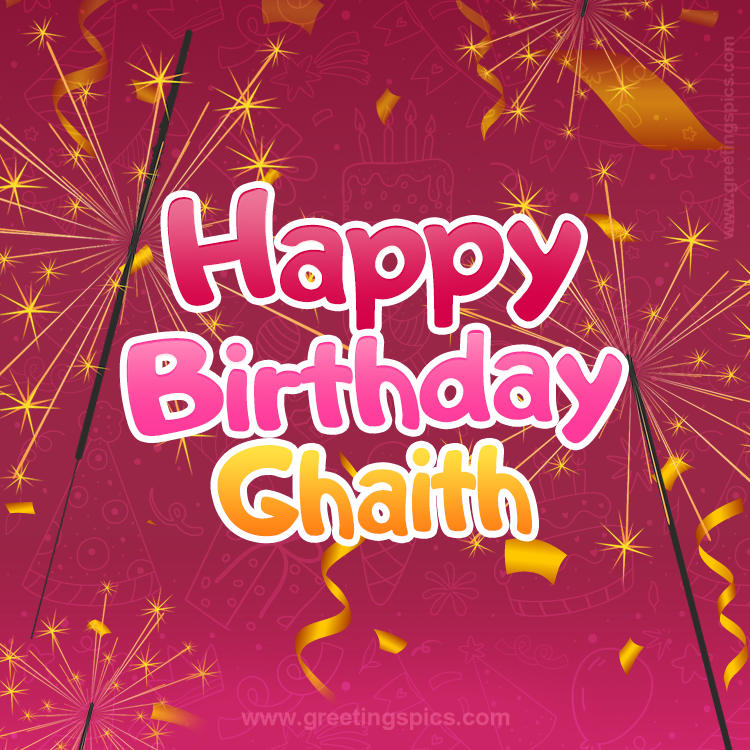 Happy Birthday Ghaith Image with sparklers (square shape image)