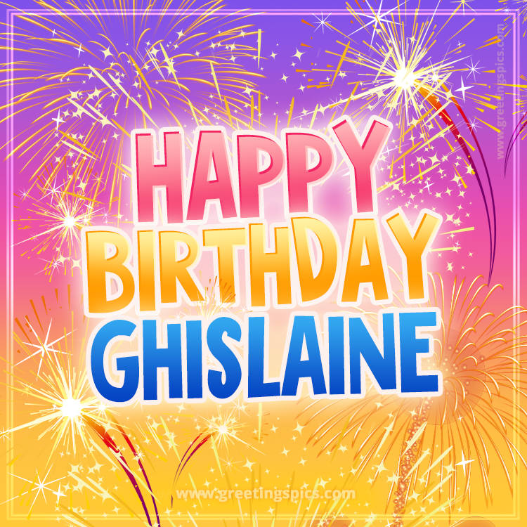 Happy Birthday Ghislaine Picture with fireworks (square shape image)