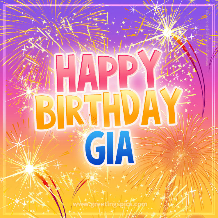 Happy Birthday Gia Picture with fireworks (square shape image)