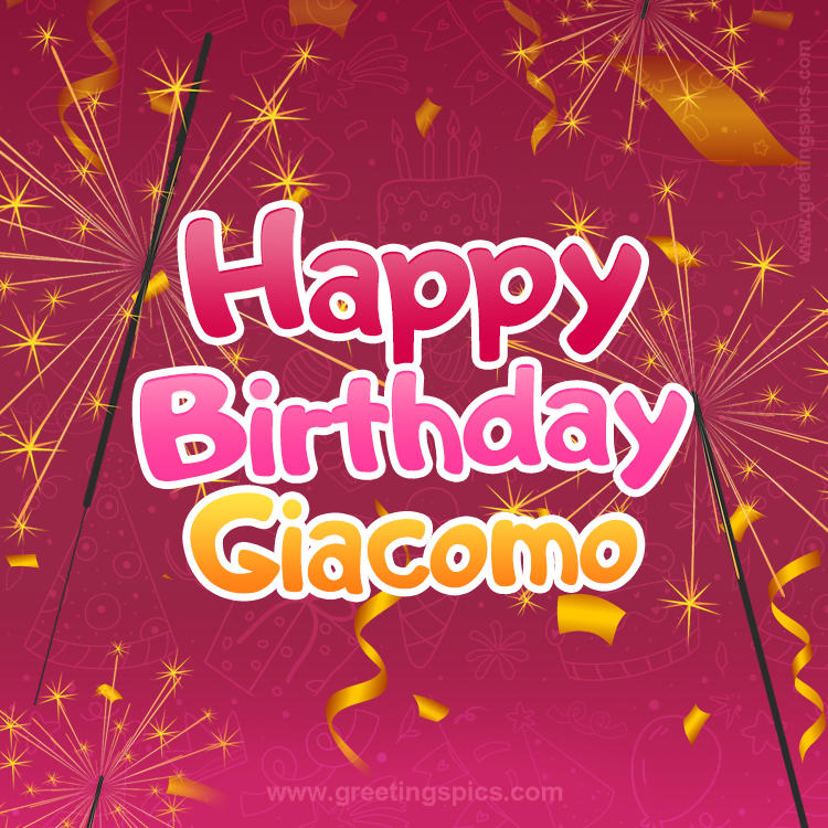 Happy Birthday Giacomo Image with sparklers (square shape image)