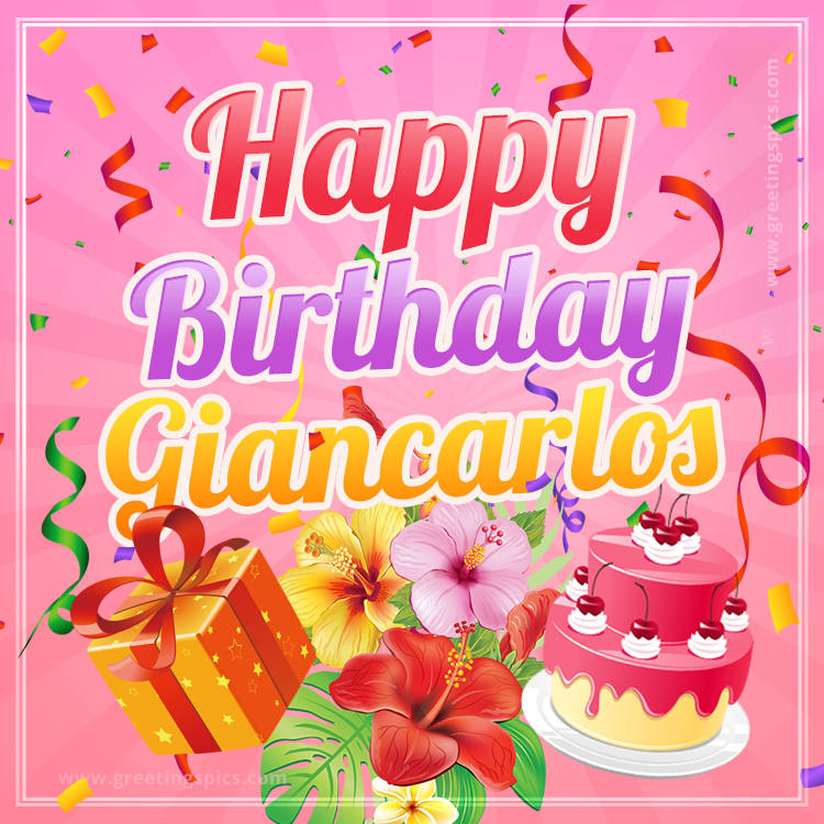 Beautiful Birthday Card for Giancarlos with pink background (square shape image)