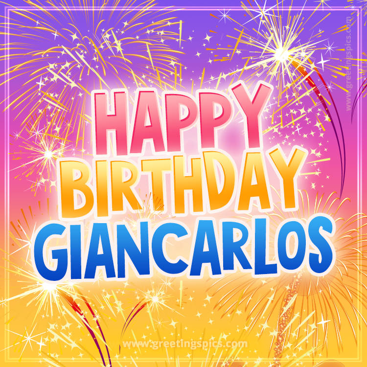 Happy Birthday Giancarlos Picture with fireworks (square shape image)