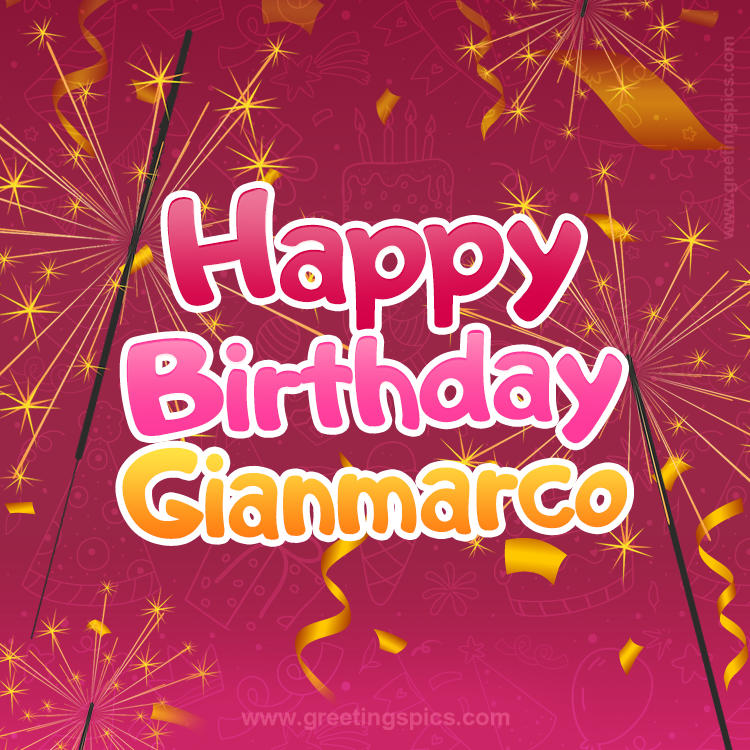 Happy Birthday Gianmarco Image with sparklers (square shape image)