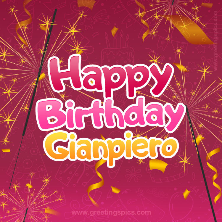 Happy Birthday Gianpiero Image with sparklers (square shape image)