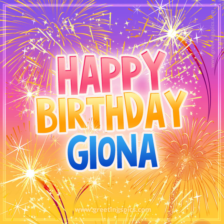 Happy Birthday Giona Picture with fireworks (square shape image)