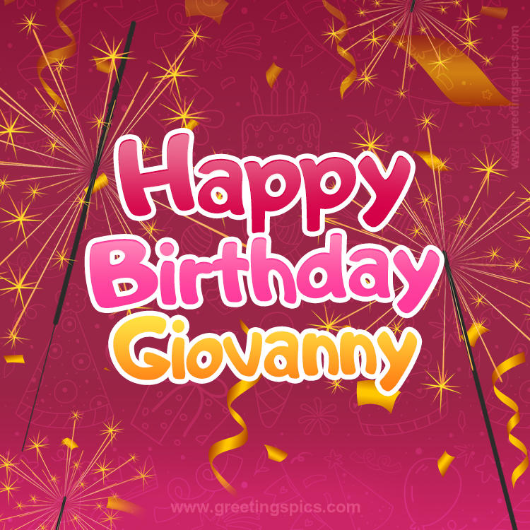 Happy Birthday Giovanny Image with sparklers (square shape image)