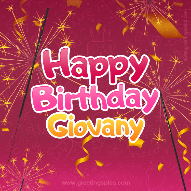 Happy Birthday Giovany Image with sparklers (square shape image)