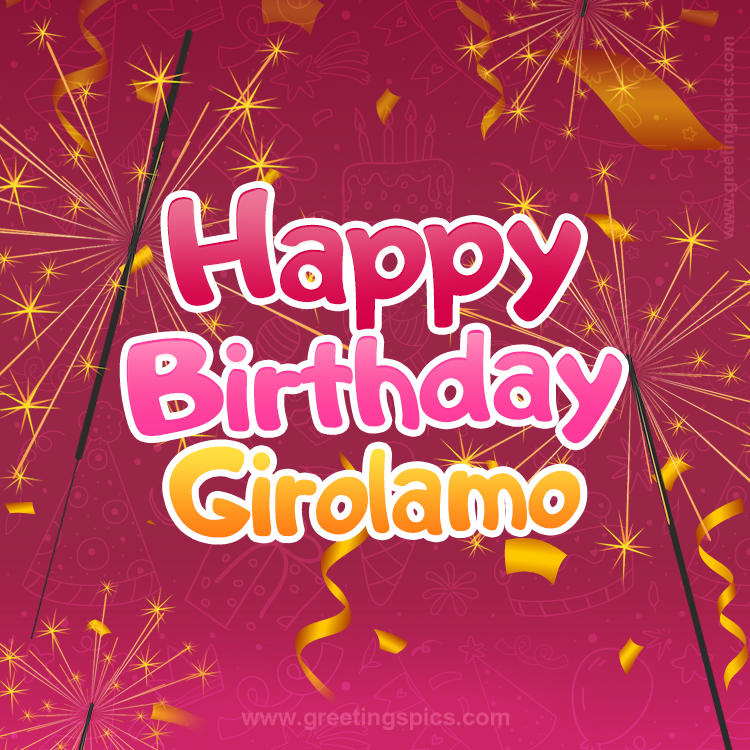 Happy Birthday Girolamo Image with sparklers (square shape image)