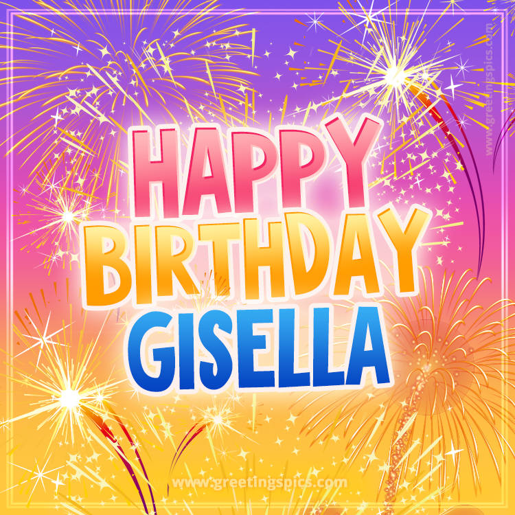 Happy Birthday Gisella Picture with fireworks (square shape image)