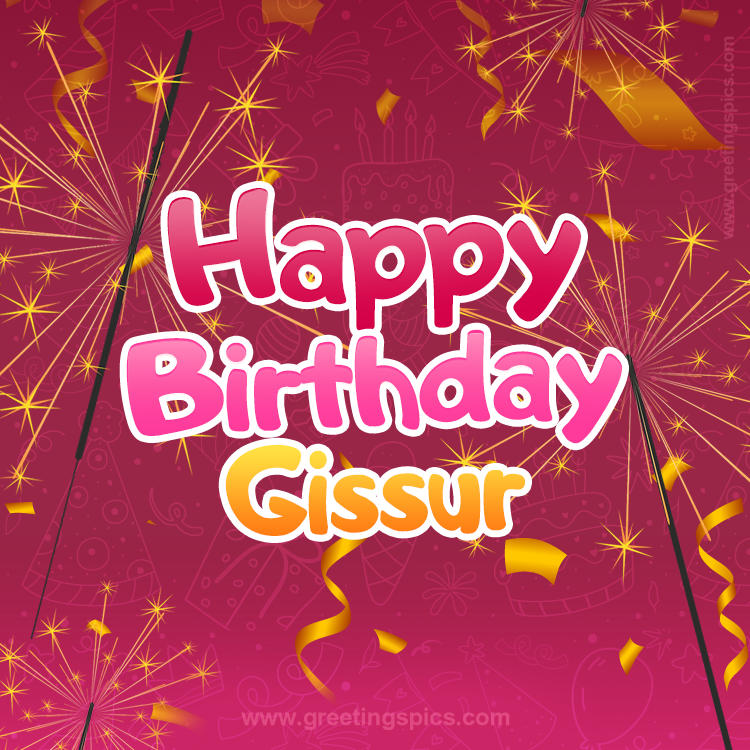 Happy Birthday Gissur Image with sparklers (square shape image)