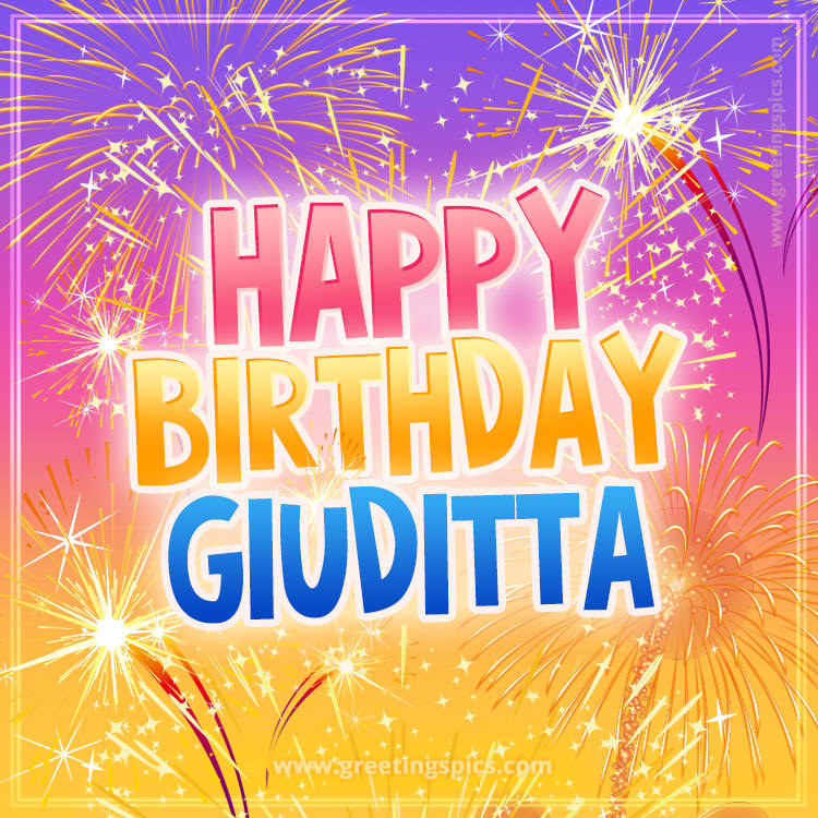 Happy Birthday Giuditta Picture with fireworks (square shape image)