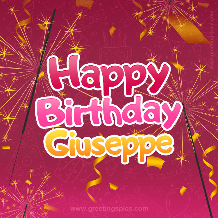 Happy Birthday Giuseppe Image with sparklers (square shape image)