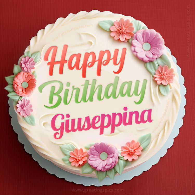 Happy Birthday Giuseppina Cake Image With Name (square shape image)