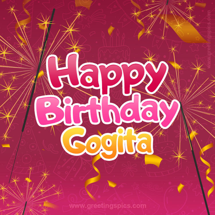 Happy Birthday Gogita Image with sparklers (square shape image)