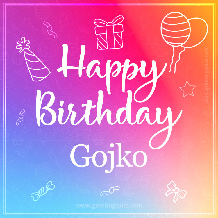 Colorful Happy Birthday Card For Gojko (square shape image)