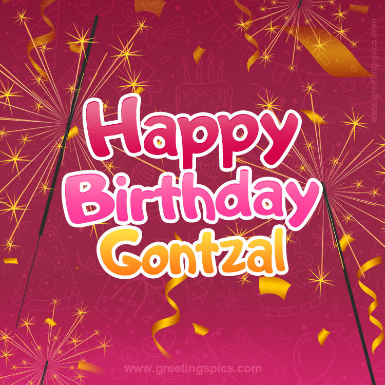 Happy Birthday Gontzal Image with sparklers (square shape image)