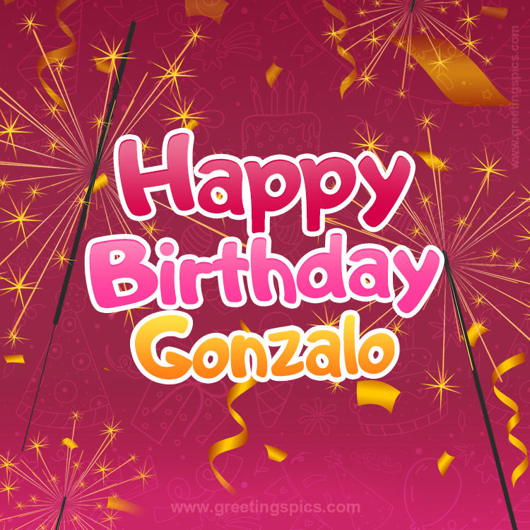 Happy Birthday Gonzalo Image with sparklers (square shape image)