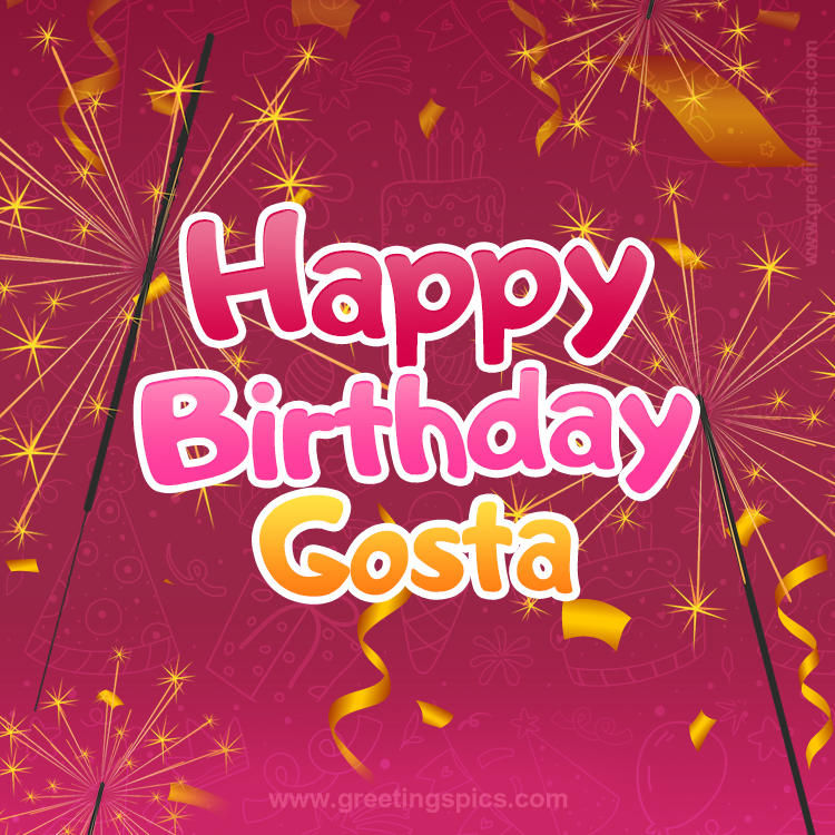 Happy Birthday Gosta Image with sparklers (square shape image)