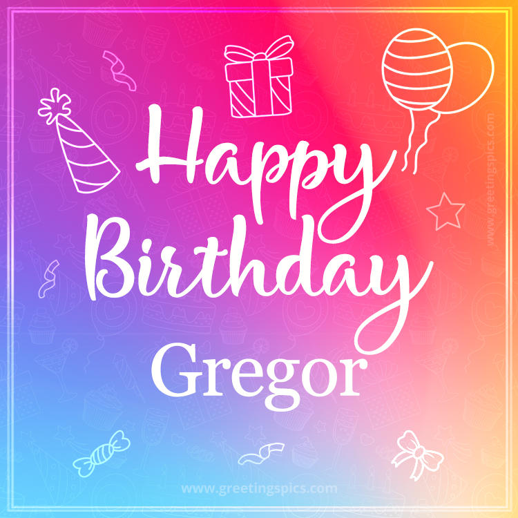 Colorful Happy Birthday Card For Gregor (square shape image)